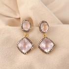 Natural Rose Quartz Diamond Earrings Pink Oval Square Dangle Jewelry Weddin Gif