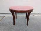 Antique Art Deco Oval Mahogany Wood Vanity Stool Bench Victorian Regency