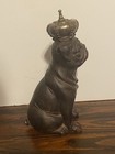 English Bulldog Pug Dog With Crown Figure - Rare