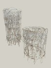 Vintage Farmhouse Garden Border Fencing Chippy Rusty Scalloped White Wire