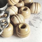 Vintage Japanese Lacquered Carved Natural Wood Big Hole Large Barrel Beads 3 Pcs