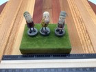3 Anri Antique Mini Folk Art Hand Carved Painted Wood Figurines Made In Italy