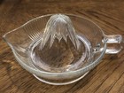 Vintage Orange Lemon Citrus Fruit Juicer Reamer W  Handle Spout Clear Glass 6  W