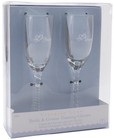 Bride   Groom Etched Champagne Glasses Toasting  Flutes Set Of 2 Victoria Lynn