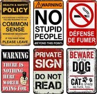 Vintage Metal Tin Signs 6pcs Warning Signs Retro Wall Decor Garage Man Cave