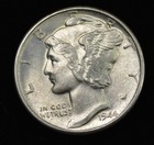 1944-d Mercury Dime 10c- Unc Denver Mint