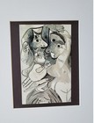 Pablo Picasso  painter And Model    Matted Offset Color Lithograph 1971