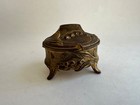 Antique Art Nouveau Jewelry Casket Box Ornate Gold Gilt Metal Footed