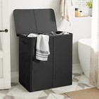 154l Double Laundry Hamper With Lid And Removable  2-section Folding Black