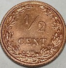 Mint Struck With Bright Lustre Netherlands 1 2 Cent Coin Dated 1906 - Km  133