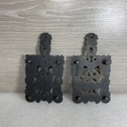  2  Vintage Antique Black Cast Iron Trivet Wilton Square Geapes Flowers