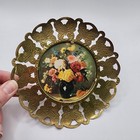 Vtg Brass Plate Tin Butterfly Picture Frame Flower Pictures Set Of 4 Wall Art
