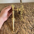 Ornate Pair Of Brass One Arm Wall Sconces Taper Candles 12 