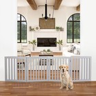 24  Wood Extra Wide Dog Gate Foldable Pet Door Safety Fence 4 Panels Grey Indoor
