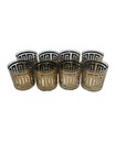 Culver Gold Greek Key Rocks Lowball Double Old Fashion Set Of 8 Vtg Glasses Mcm