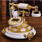 Antique Corded Telephone Old Fashioned Landline Rotary Dial Phone White   Gold