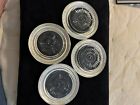 Set Of 4 Vintage Sterling Silver Glass Crystal Coasters