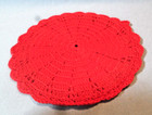 Vintage Crocheted Red Doiley       Finished Needle Artwork Textile