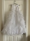 David s Bridal-girl Size 5 White sleeveless ruffled long flower Girl Dress H1281