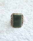 Vintage Native American Malachite And Sterling Thunderbird Ring