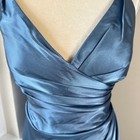 Nwt Galina Signature Formal Dress 14 Blue Satin Long Faux Wrap Ruched Elegant