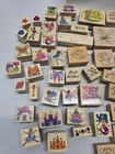 Lot Of 94 Vintage And Modern Wooden And Rubber Ink Stamps Arts Crafts 