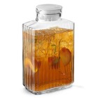 Glass Pitcher Rectangle Beverage Serveware And Storage Container With 2 Lid 68oz