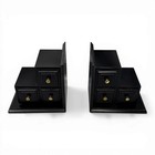 Bombay Company Apothecary Bookends 3 Drawer Wood Desk Organizer Set Black