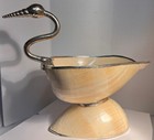 Beautiful Swan Baler Melon Sea Shell Silver Metalic Trim Gild Wash