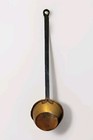 Brass Dipper Fireplace Cooking 1850s Iron Rattail Handle Rolled Edges Large 22 
