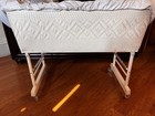 Vtg Badger Usa Woven White Wicker Pastel Baby Bassinet Bedside Portable Crib