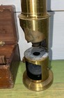 Vintage Antique Brass Field Microscope   Wooden Case 6 Inch Science