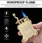 Luxury Gold Torch Cigar Lighter 3 Piece Set  Windproof Lighter  Cutter  Ashtray