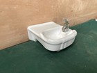 Small Vtg Mid Century 11x12 White Ceramic Water Drinking Fountain Eljer 505-26e