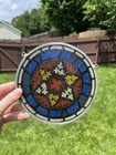 Round Multicolor Stained Glass Suncatcher Window Decor Quatrefoil