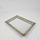Vintage Gold Metal Filigree Wall Mirror Ornate Mid-century Baroque Vanity