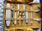 Vintage 8 Piece Vanity Travel Set In Case Bakelite Celluloid Ivory Color