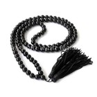 Natural Black Agate Tibetan Buddhist 108 Prayer Round Beads Mala Necklace 6-12mm