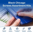 128 Sets Black Chicago Screws Leather Rivets Kit  8 Sizes Binding Screws