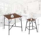 Costway 5pcs Bar Table Set Counter Height Dining Set W  4 Stools Rustic Brown