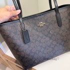 Coach Medium City Tote Bag In Signature Canvas Gold walnut black Cdx82 Nwt