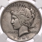 1921  1 Ngc F12 Cac Peace Silver Dollar High Relief