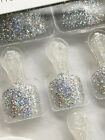 Kiss Nails Limited Edition Glue-on Pedicure Silver Glitter Square Toenails 84845