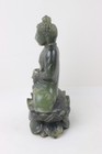 Vintage Chinese Green Soapstone Carved Guanyin Buddha Statue 6  Tall