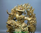 Old Tibet Buddhism Bronze Ware Gold Gilt Yamantaka Vajradhara Buddha Statue