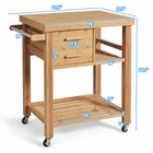 Costway Bamboo Kitchen Trolley Cart Wood Rolling Island W  Tower Rack   Drawers