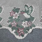 Vintage Valance Curtain Arched White Net Lace Florals Hummingbird Design 66 