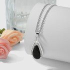Black Teardrop Shaped Glass Pendant Necklace Earrings Exquisite Set For Women