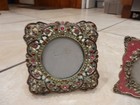 2 Metal Photo Frames Bejeweled Bling Enamel Victorian Round