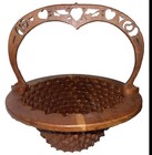 Vintage        Large Wood Scroll Saw Carved Basket Hearts For Valentine   s Day
